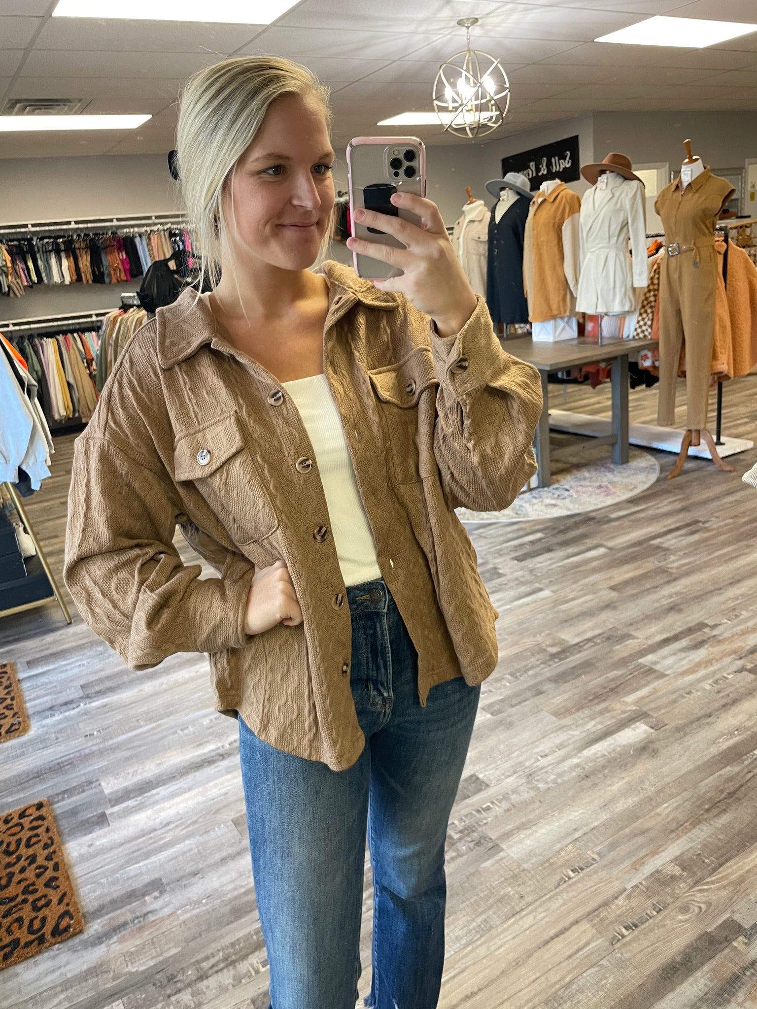 Cable Knit Shacket - Mocha