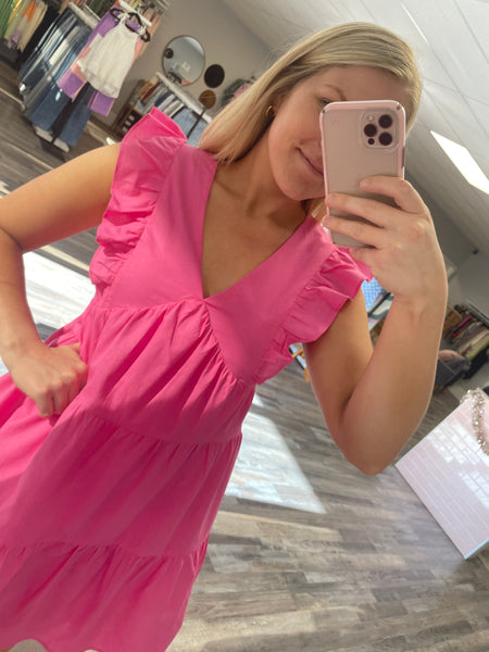 Ruffle Tiered Dress - Pink