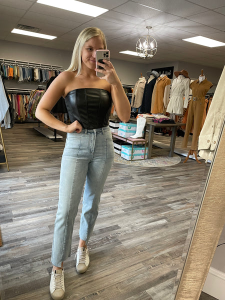 Leather Corset Top - Black