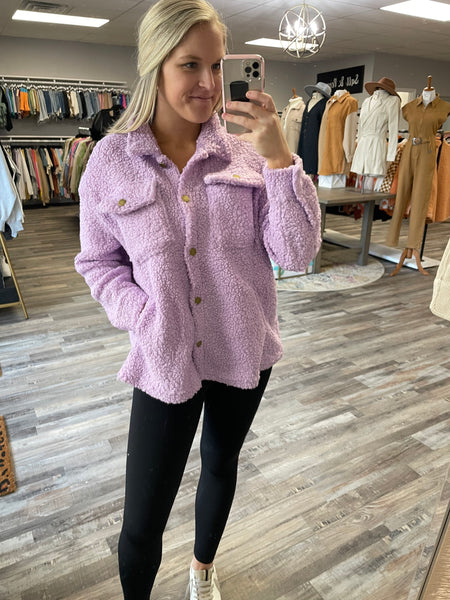 Sherpa Shacket - Lavender