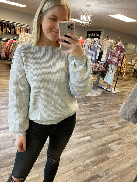 Balloon Sleeve Sweater - Grey