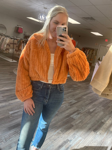 Fleece Crop Jacket - Orange