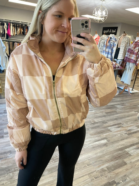 Checkered Jacket - Taupe Multi