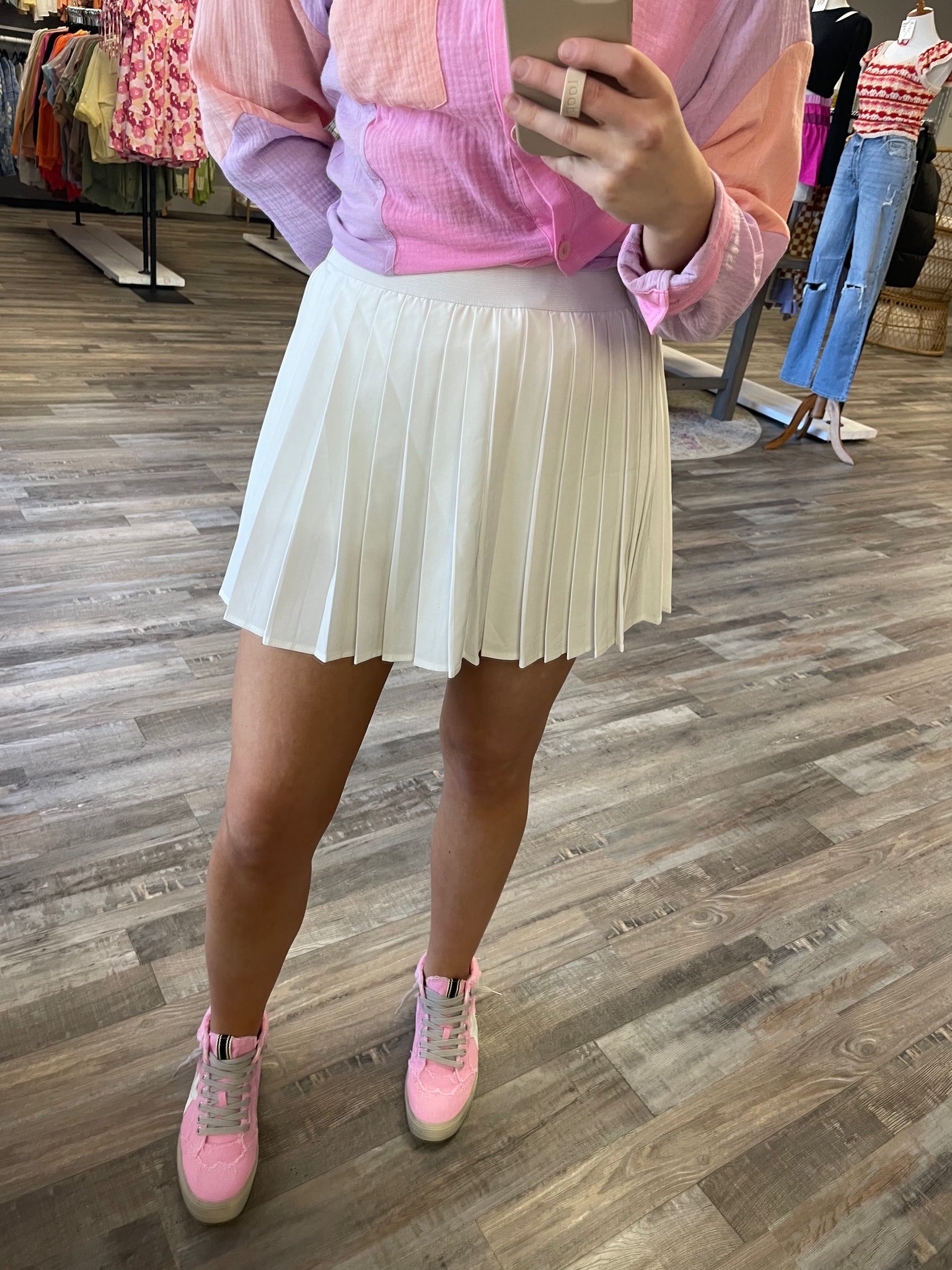 Pleated Active Skort - White