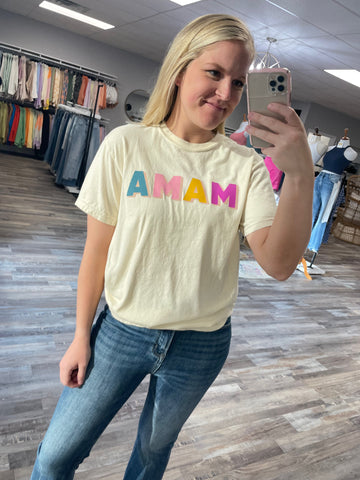 Color Block Mama Tee - Off White