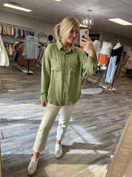 Oversized Checkered Shirt - Olive