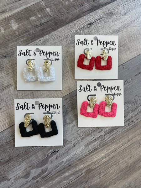 Square Color Textured Earrings