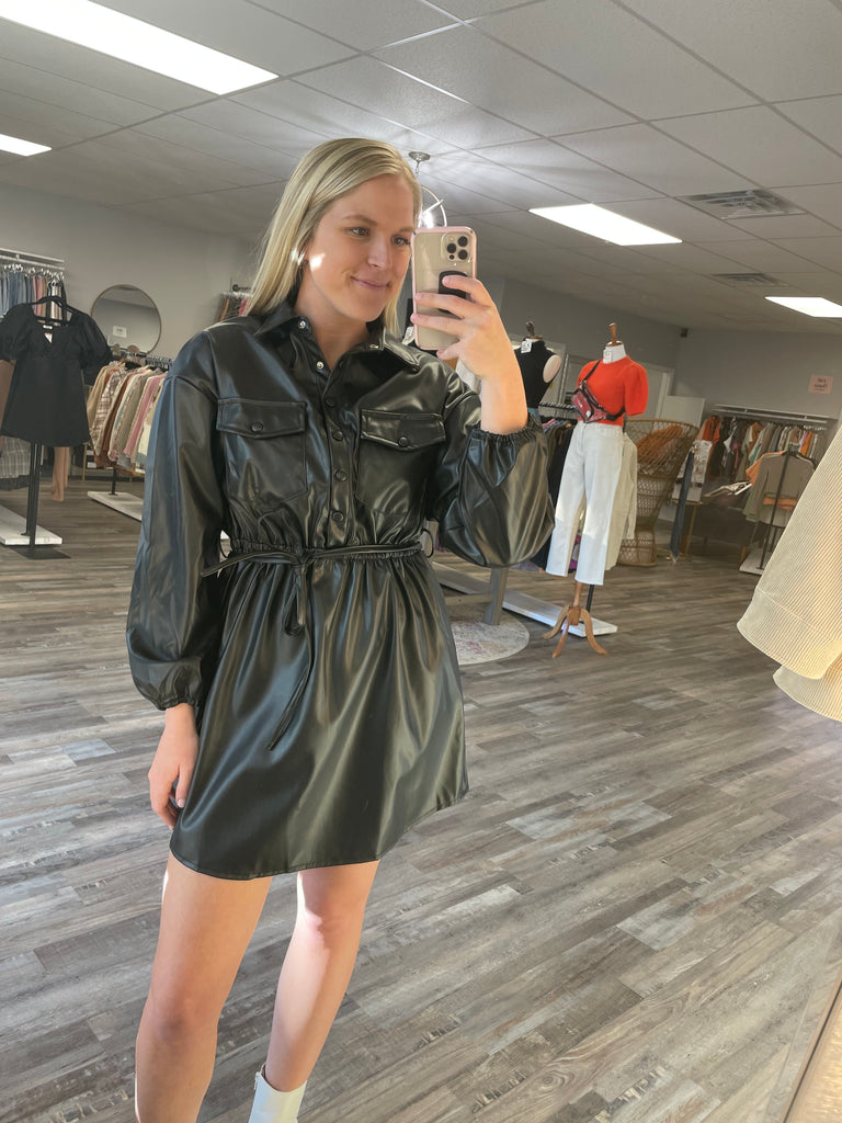 Leather button down dress best sale