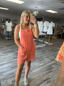 Gauze Overall Romper - Orange