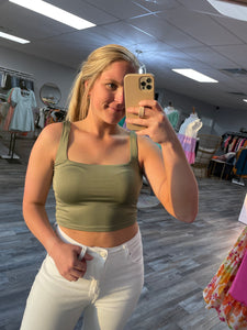 Seamless Cropped Tank - Light Olive