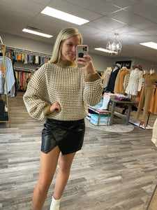 Crochet Knit Sweater - Beige