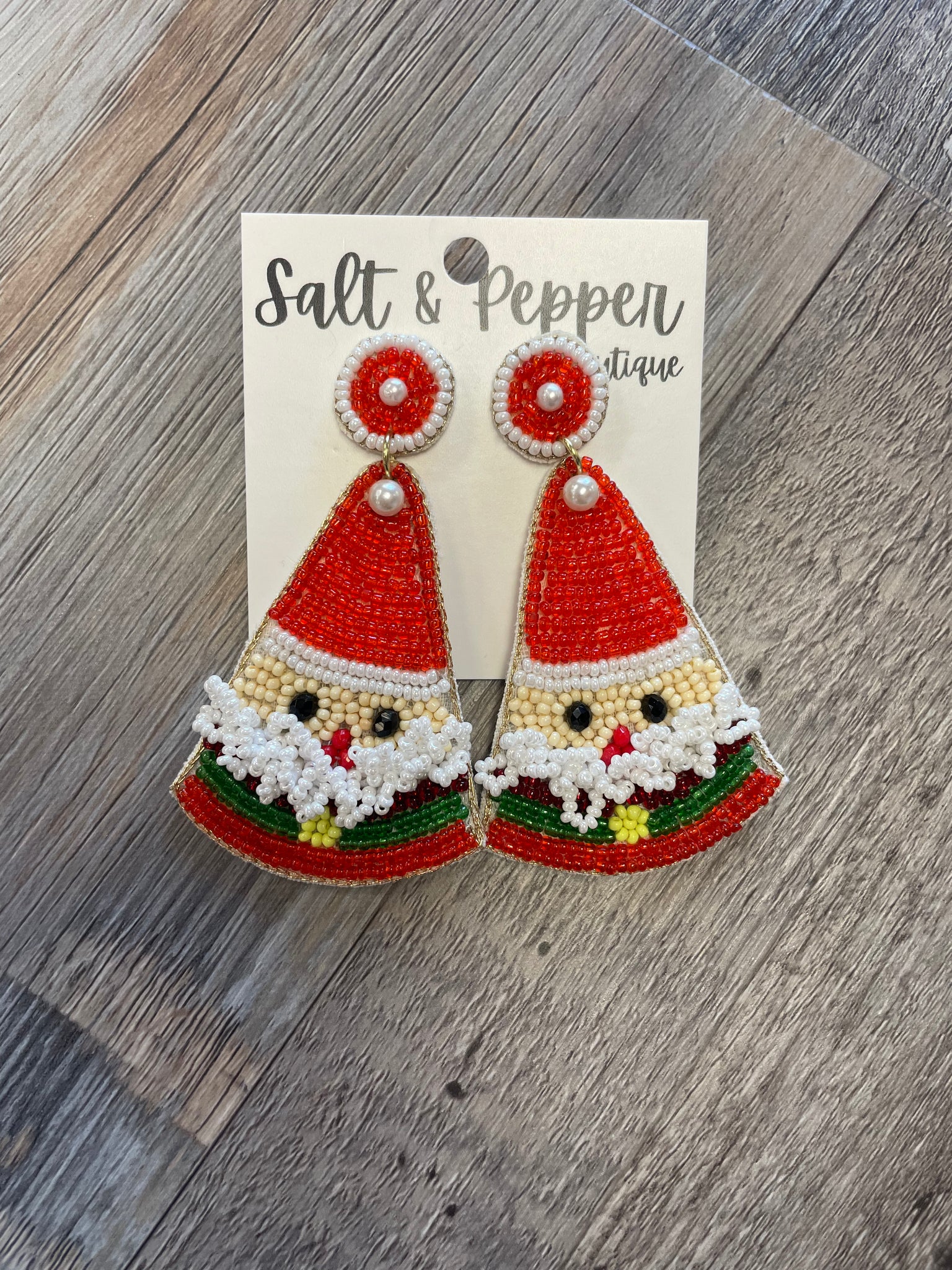 Beaded Santa Hat Earring