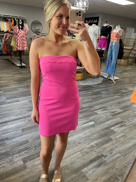 Sleeveless Scalloped Mini Dress - Pink