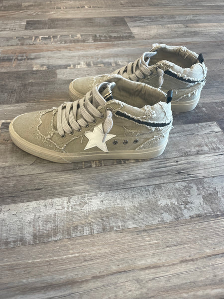 Paulina Mid Top Sneaker - Taupe Canvas
