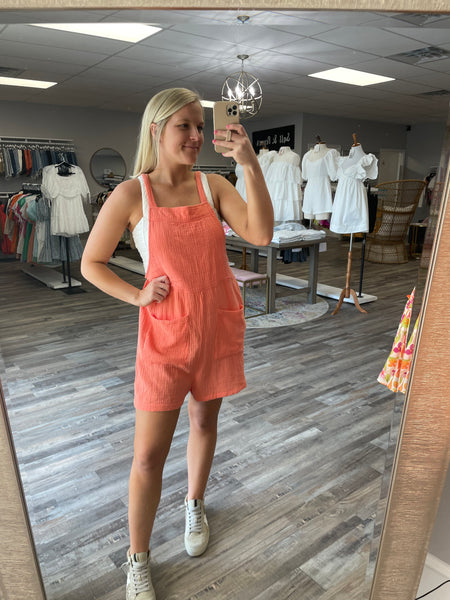 Gauze Overall Romper - Orange