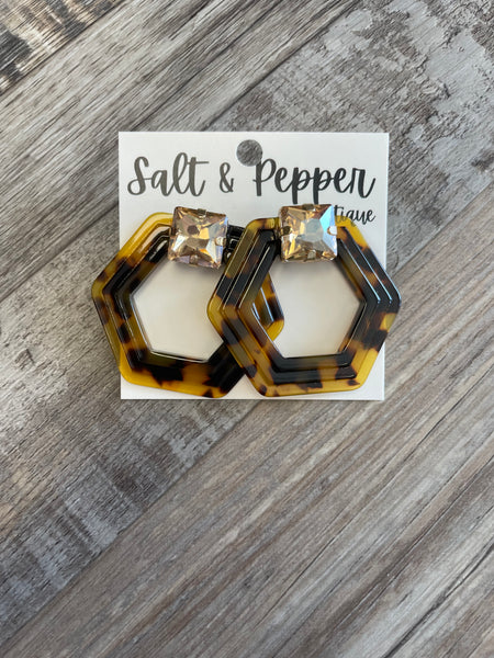 Bead & Hexagon Earring