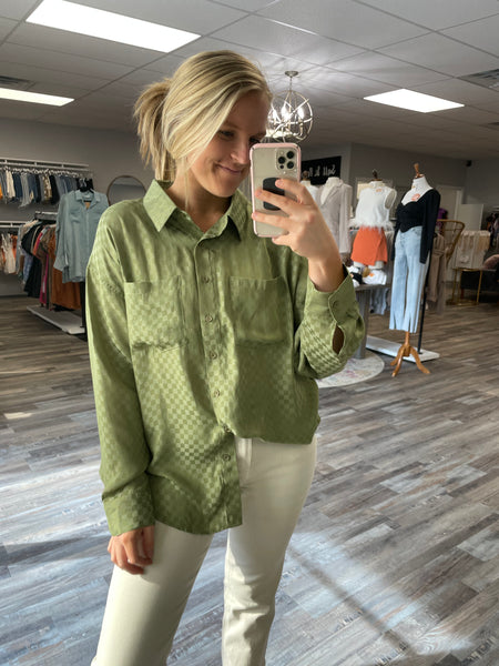 Oversized Checkered Shirt - Olive