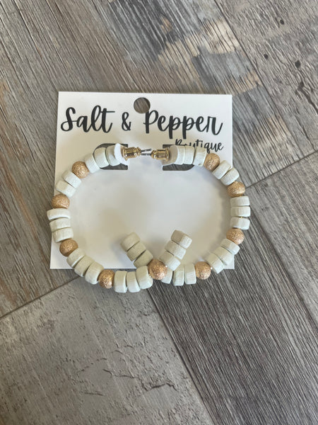 Beaded Gold Accent Circle Hoop