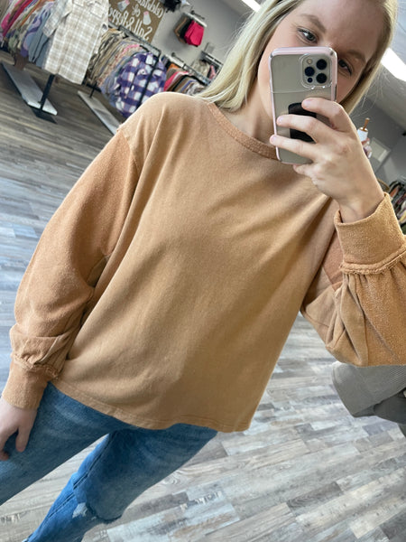 Mineral Wash Raglan Pullover - Mocha