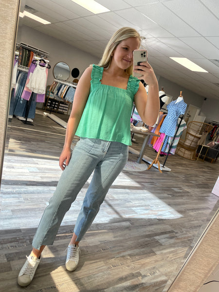 High Rise Straight Jeans - Light Wash