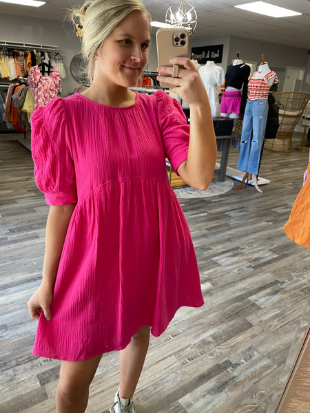 Can't Never Could Gauze Colorblock Puff Sleeve Tiered Dress