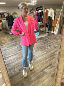 Ruched Sleeve Blazer - Pink