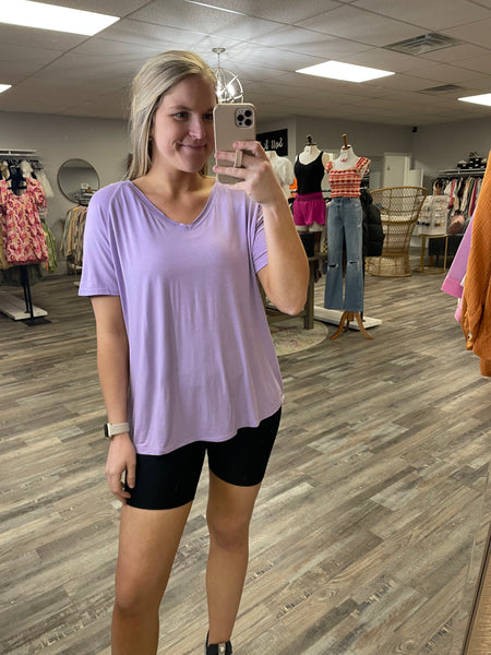 Basic V-Neck Tee - Taro