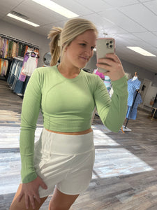 Athleisure Long Sleeve Crop Tee - Green