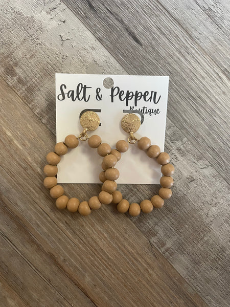 Wooden Ball Circle Earrings