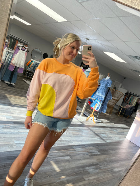 Contrast Terry Top - Orange Multi