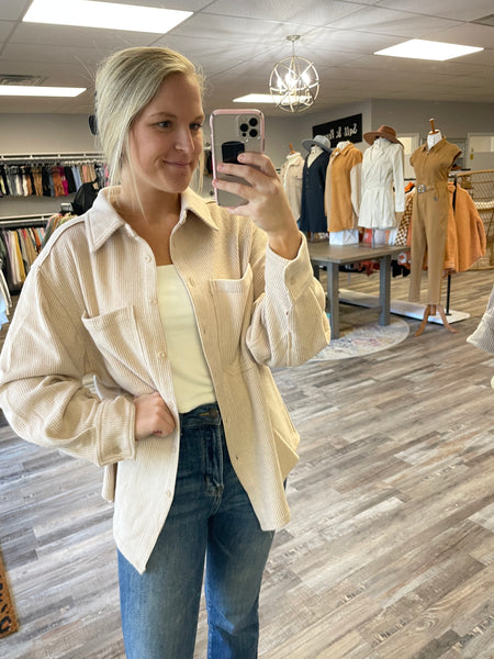 Oversized Cozy Button Down - Beige