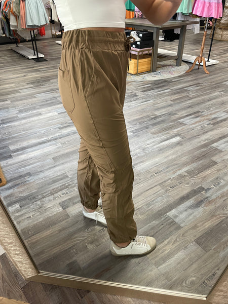 Shirring Detail Jogger Pant - Mocha