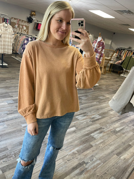 Mineral Wash Raglan Pullover - Mocha
