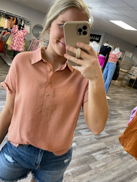 Button Down Woven Top - Sienna